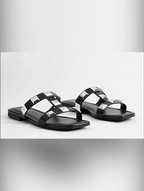 torrid Shoes - TORRID Black Studded Strappy Slide Sandals - Women 7ww